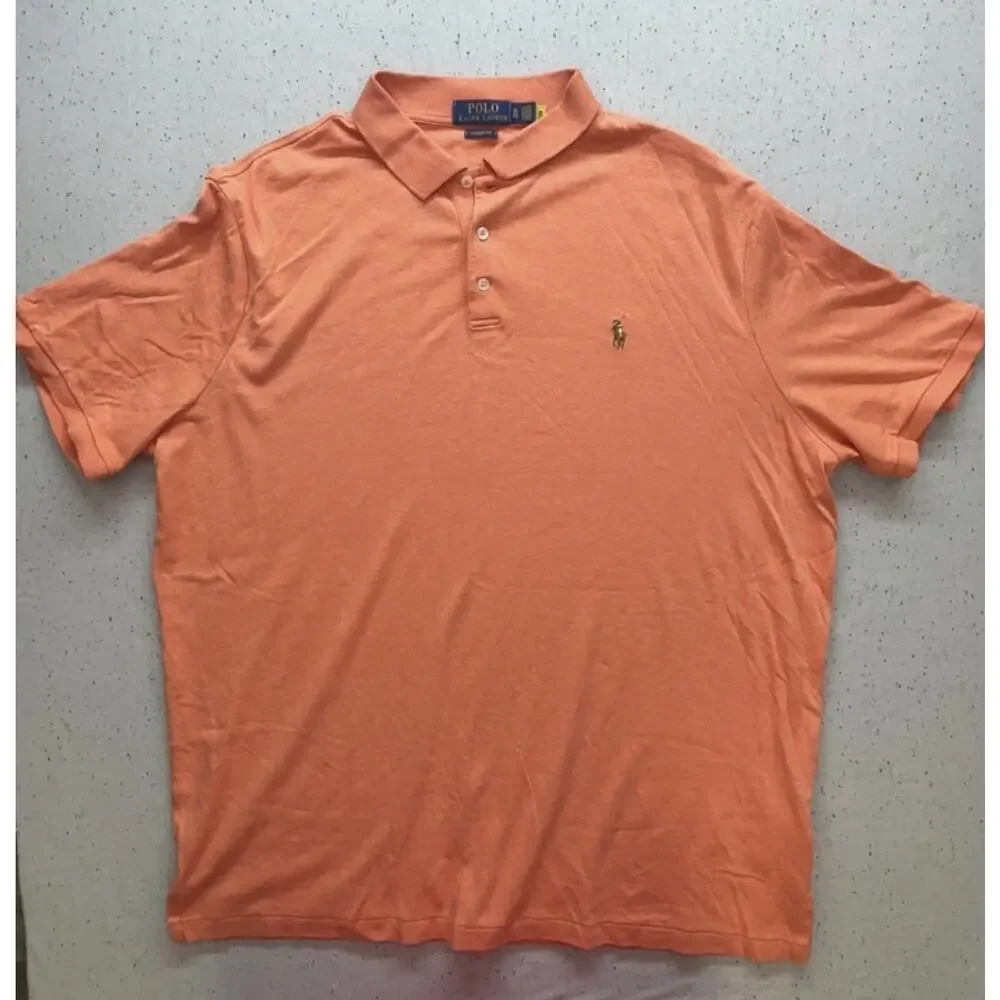 Polo Ralph Lauren Orange Short Sleeve Cotton Classic Fit Polo Shirt Men's Sz XL